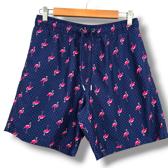 Surf Society Swimwear Men's Flamingo Mesh Lined‎ Drawstring Pocket Swim Trunks - Picture 1 of 8
